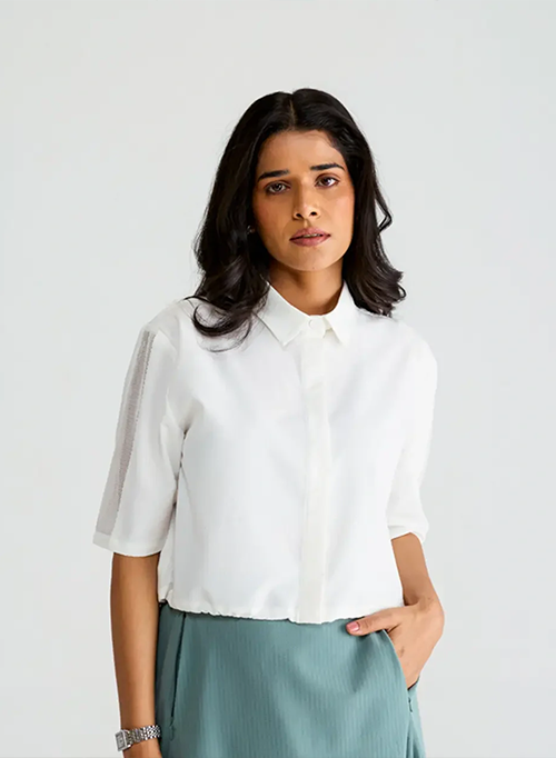 SeeQ Textured Crop Shirt Jacket