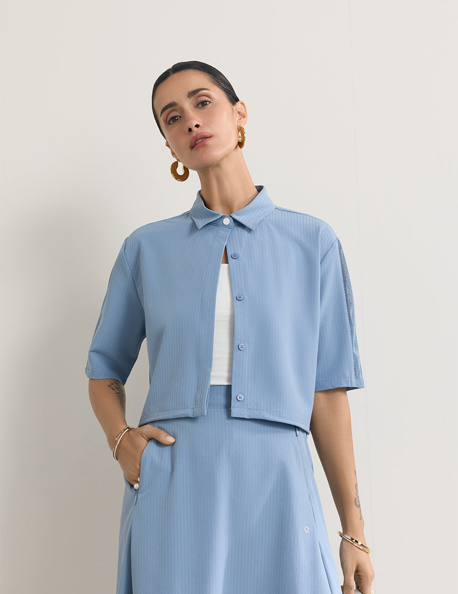 SeeQ Textured Crop Shirt Jacket