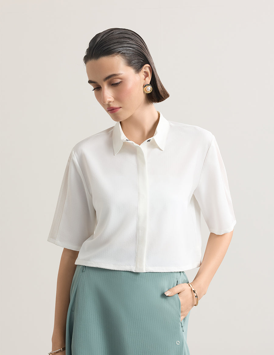 SeeQ Textured Crop Shirt Jacket