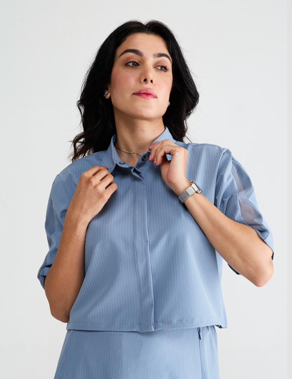 SeeQ Textured Crop Shirt Jacket