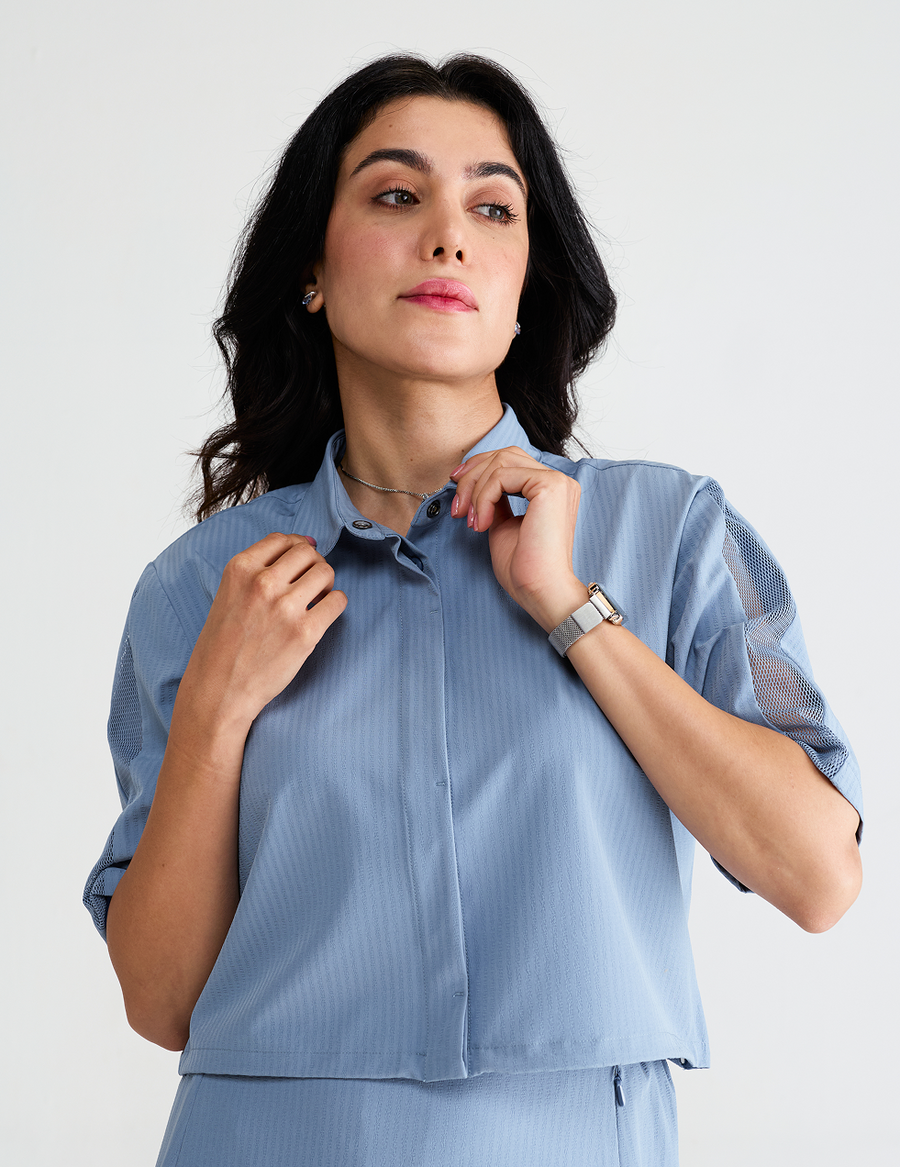 SeeQ Textured Crop Shirt Jacket