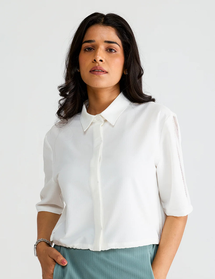 SeeQ Textured Crop Shirt Jacket